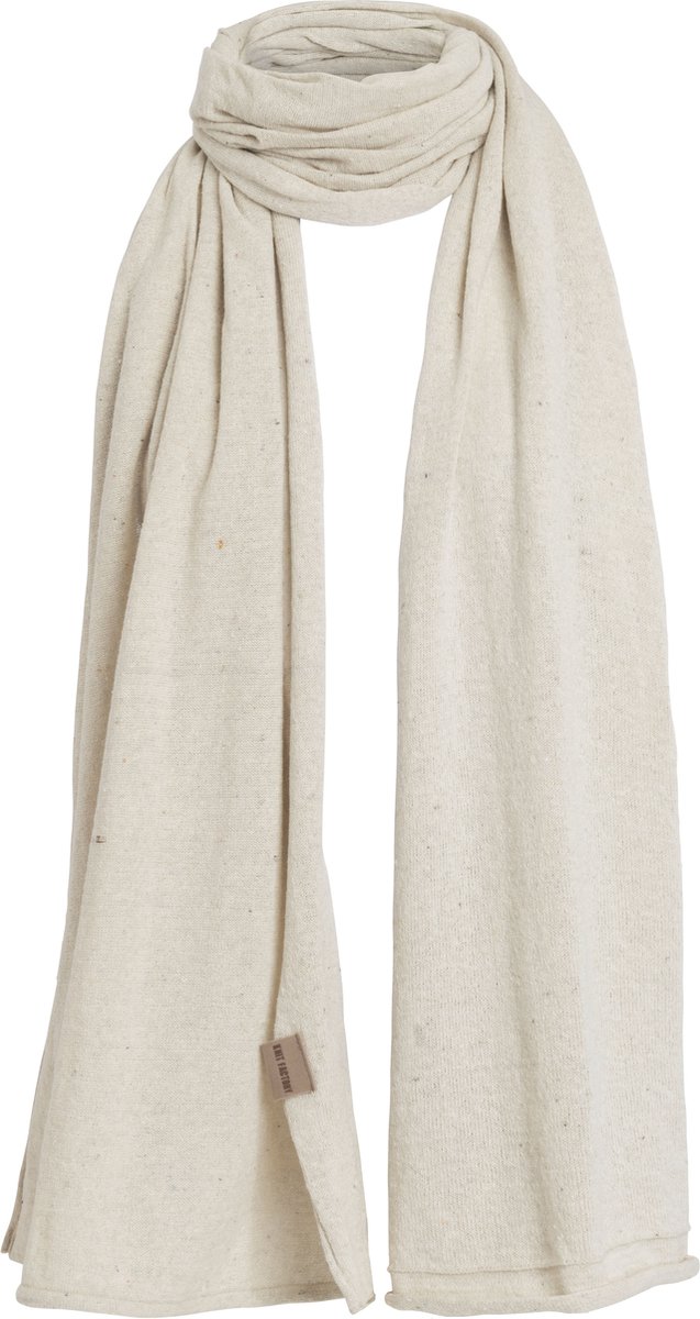 Knit Factory Iris Sjaal Dames - Katoenen sjaal - Langwerpige sjaal - zomersjaal - Dames sjaal - Beige - 200x50 cm - Duurzaam & Milieuvriendelijk - 92% gerecycled katoen