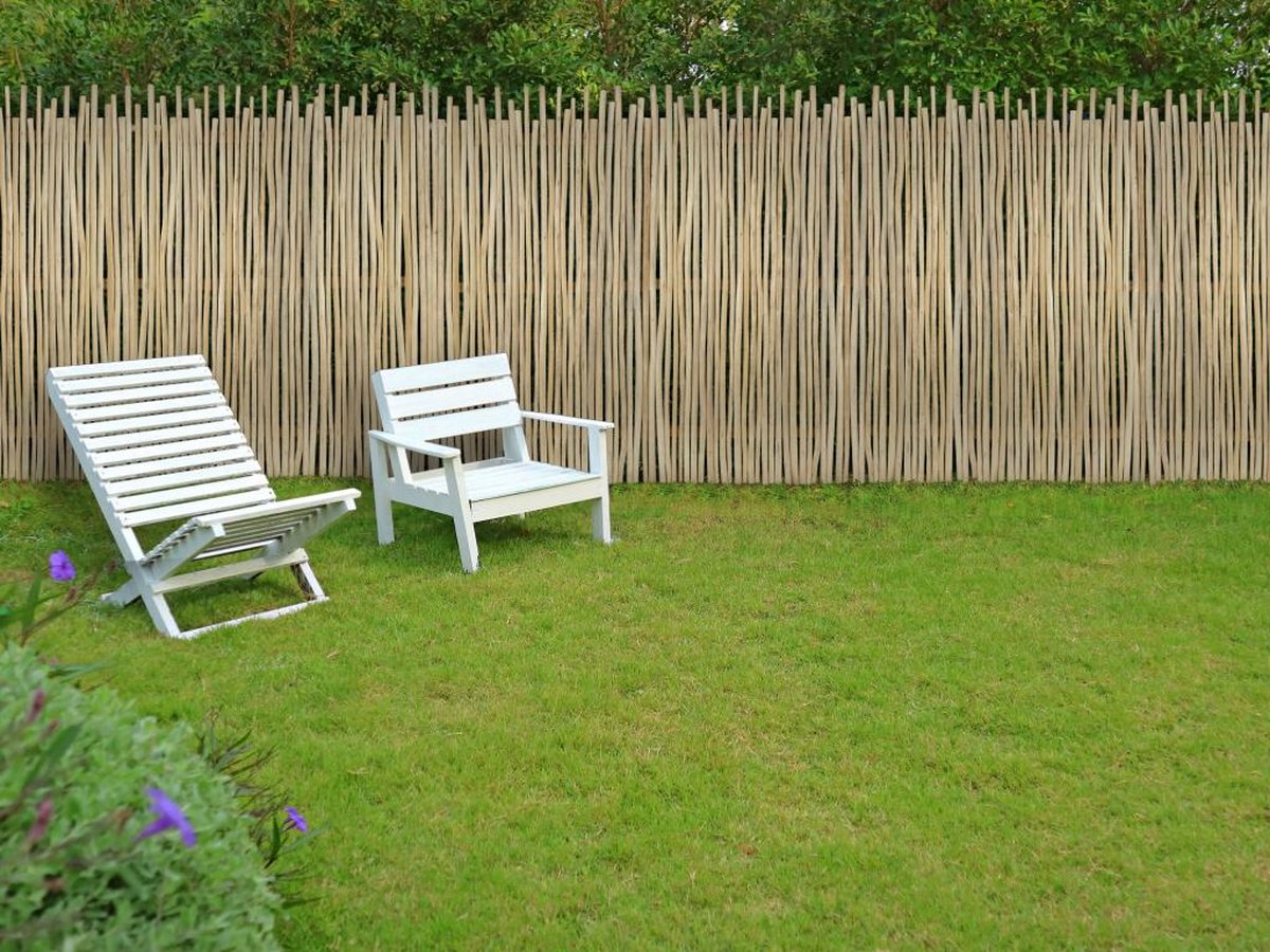 Teak houten schutting L100 x H180 cm natuurlijke lichte kleur EDANA L 100 cm x H 180 cm x D 8 cm