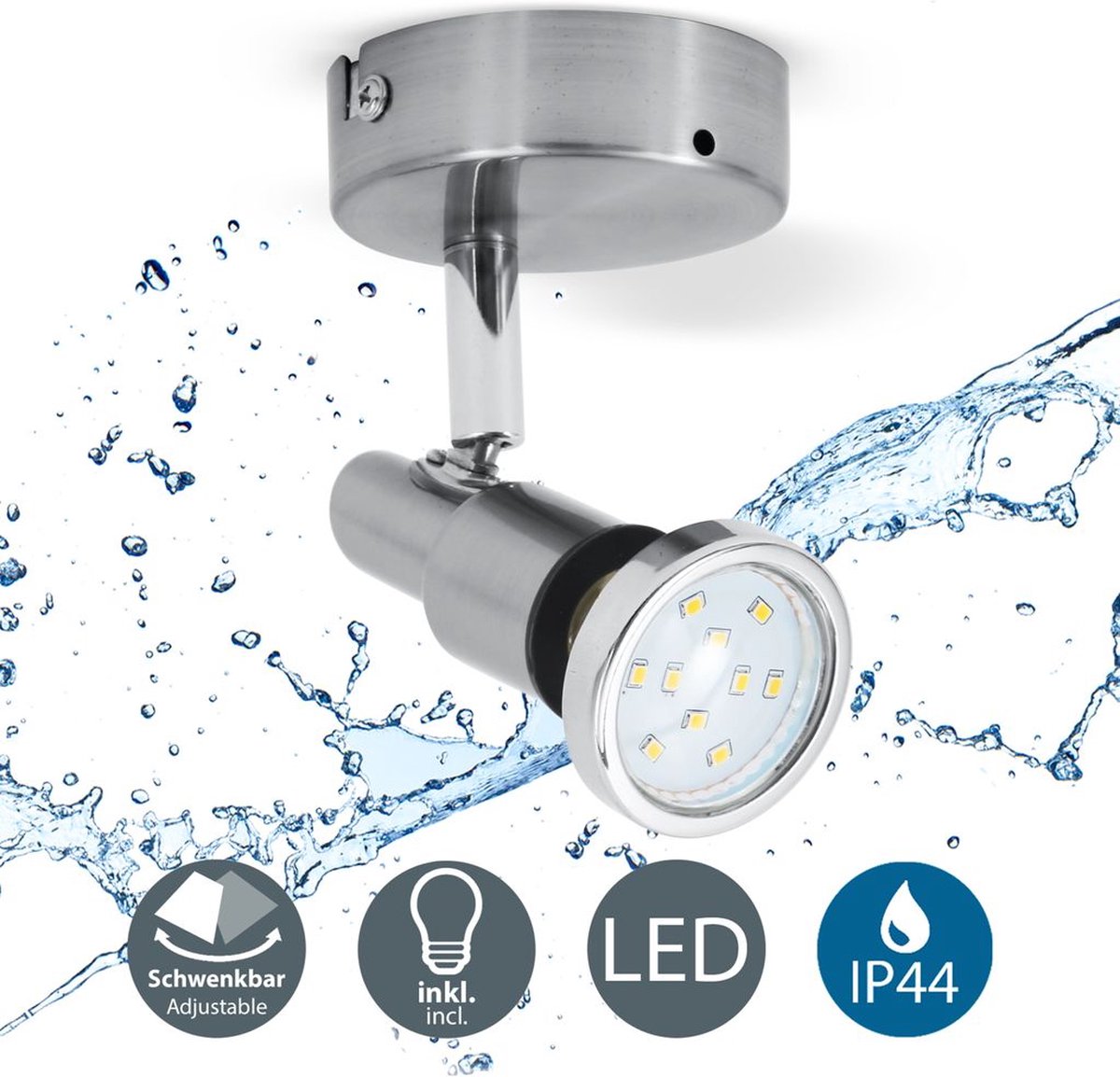 BRILONER LED Plafonnier salle de bain Spot Spot salle de bain IP44 GU10  noir mat