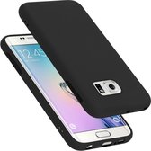 Cadorabo Hoesje voor Samsung Galaxy S6 EDGE in LIQUID ZWART - Beschermhoes gemaakt van flexibel TPU silicone Case Cover