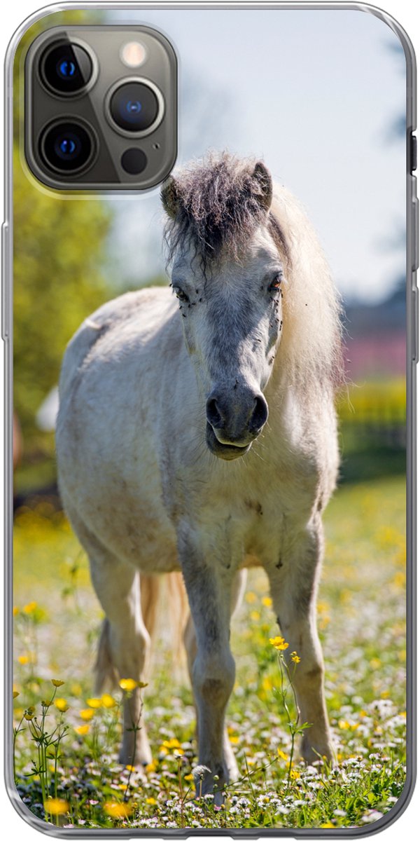 Telefoonhoesje Geschikt voor iPhone 13 Pro Max hoesje - Paard - Bloemen - Licht - Siliconen Telefoonhoesje Telefoonhoesje
