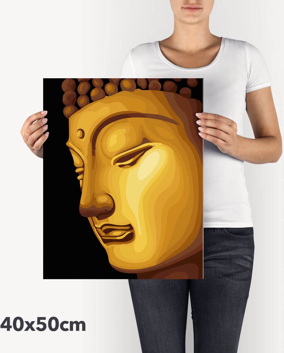Schilderen Op Nummer Volwassenen DIY Paint By Number Compleet Hobby Pakket op Frame met Vernis - ®Arty Bee - Golden Buddha - 40x50cm — afbeelding 8