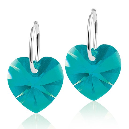 Boucles d'oreilles Montebello Delfin HZ61 - Coeur Swarovski® - Argent 925 Gerhod.- Ø18mm - 28mm