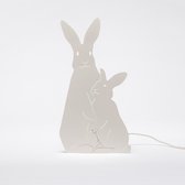 Goodnight Light Decoupage Lamp Bunnies - Ivory