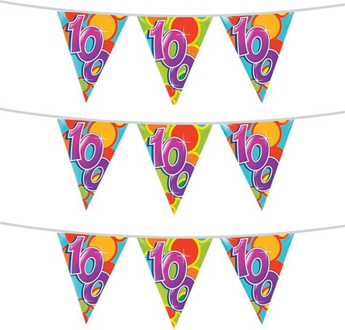 Haza Vlaggetjes 100 jaar - leeftijd verjaardag - plastic 10m - set 3x