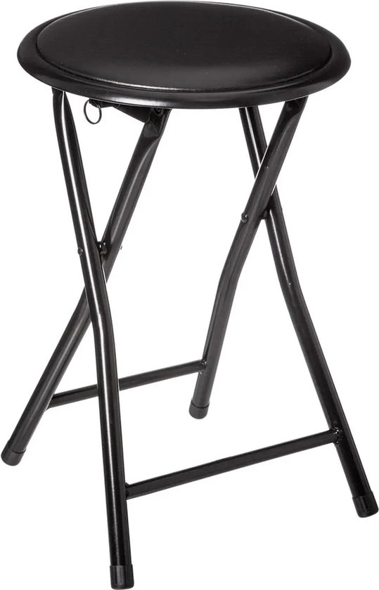 Tabouret/chaise d'appoint - Pliable - noir/noir - 46 cm