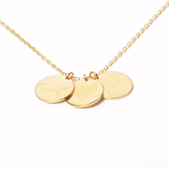 MeYuKu - Bijoux- Chaîne en or 14 carats - 3 disques