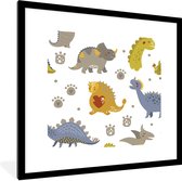 Poster in fotolijst kind - Schilderij voor kinderen - Dinosaurus - Kinderen - Design - Jongens - Meisjes - Kinderkamer decoratie - 40x40 cm - Poster kinderkamer