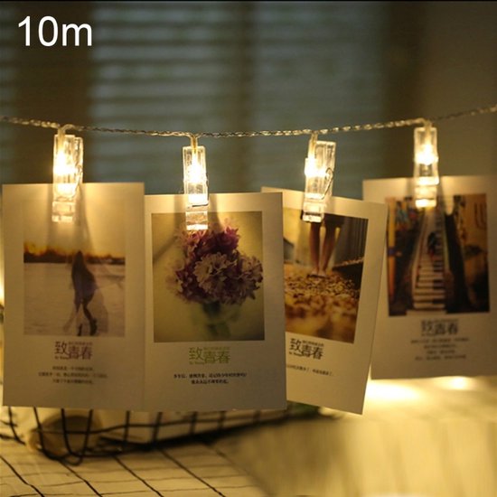 10m Clip Photo LED Fée Guirlande Lumineuse 80 LED 3 x AA Piles Boîte Chaînes Lampe Lumineuse Décorative pour La Maison Suspendus Chiffres DIY Fête De Mariage Décoration De Noël