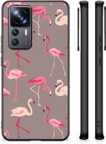Smartphone Hoesje Xiaomi 12T | 12T Pro Cover Case met Zwarte rand Flamingo