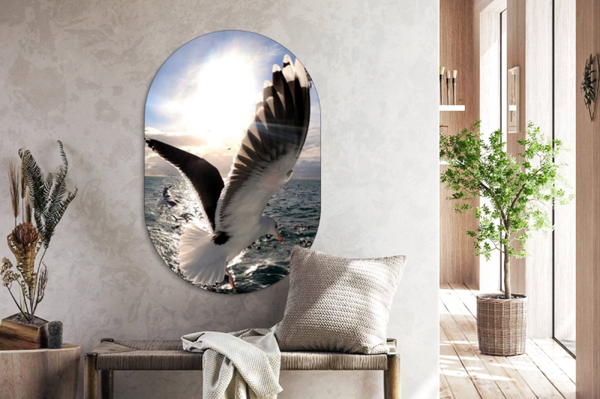 Muurovaal - Wand Ovaal - dibond Wanddecoratie - Ovale Schilderij - 40 x 60 cm - Souvenirs from the sea - het zeeleven - Pedro Rappé - Ovale spiegel vorm
