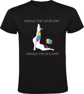 Inhale the Good Shit Exhale the Bullshit Unicorn Heren T-shirt | Relax | Chill | Filosoof | Ademen | Onzin | Roddel | Scheet | Poep | Shirt