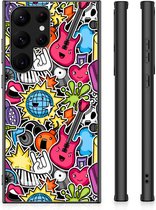 Telefoon Hoesje Geschikt voor Samsung Galaxy S23 Ultra Hoesje met Zwarte rand Punk Rock