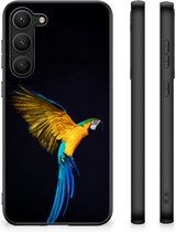 Bumper Hoesje Geschikt voor Samsung Galaxy S23 Plus GSM Hoesje met Zwarte rand Papegaai
