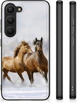 TPU Back Cover Geschikt voor Samsung Galaxy S23 Smartphone Hoesje met Zwarte rand Paarden