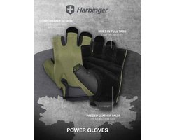 Harbinger Harbinger Power Gloves - Fitness Handschoenen Heren & Dames - Licht & Flexibel - L - Unisex - Groen - Gym & Crossfit Training - Krachttraining