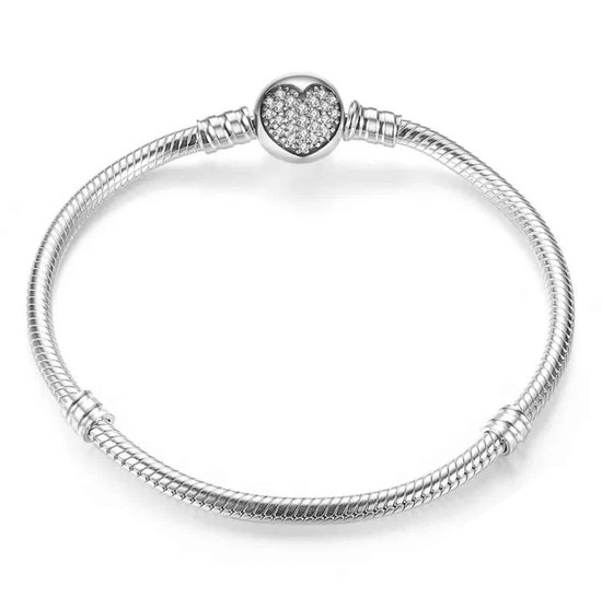 Bedelarmband Zilver met hartsluiting | Armband | Reizen | Bedels charms Beads | 925 Sterling Silver | Geschikt voor Pandora |