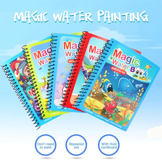 3 Pcs Reusable Coloring Book Magic Water Drawing Book Sensory Early