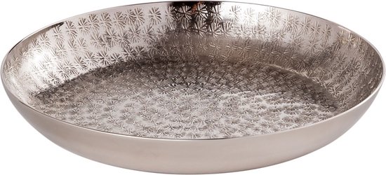 Parya Home - Decoratief Dienblad 28 cm Dienblad Metalen Kaarsenplateau Rond - Zilver - Metaal