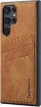 Casemania Hoesje Geschikt voor Samsung Galaxy S23 Ultra met Pasjeshouder Sienna Brown - Back Cover met Kaarthouder