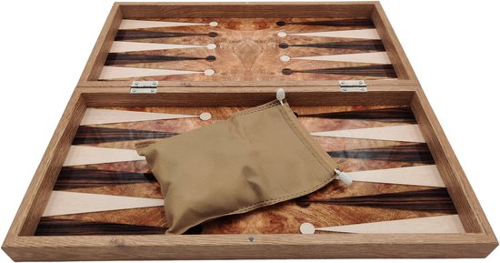 Afbeelding van het spel Klassiek Backgammon rosé bordspel - Tavla - Grote Maat XXL 48cm - Met schaakbord - Koffer met magnetische sluiting