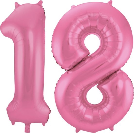 Ballons Folat Foil - numéro 18 ans - rose brillant - 86 cm - fournitures de fête d'âge anniversaire