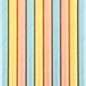 Partydeco Drinkrietjes - papier - 10x - multi kleuren pastel - 19,5 cm - rietjes
