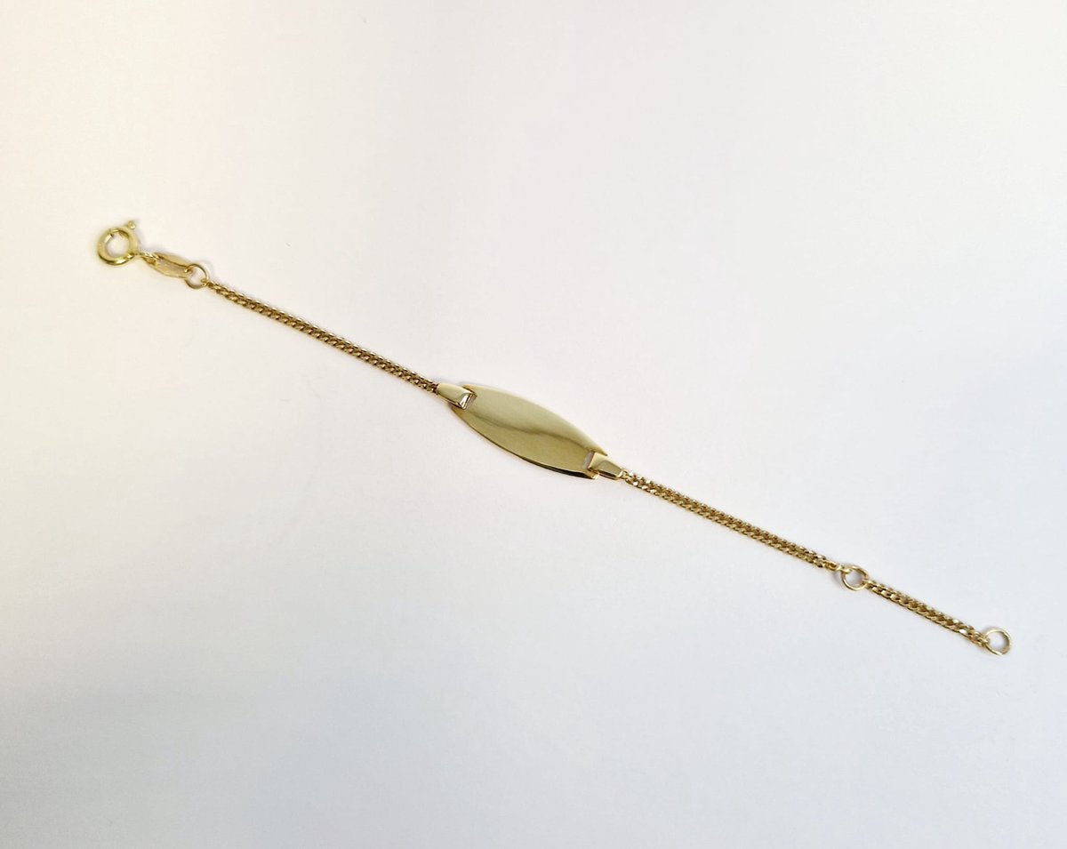 graveerarmband - kinderarmband - baby armband - geelgoud - 14 krt - 11-13 cm - sale Juwelier Verlinden St. Hubert - van €188,= voor €149,=
