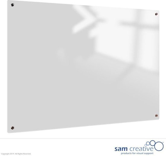 Whiteboard Glas Solid Clear White 100x180 cm | sam creative whiteboard | White magnetic whiteboard | Glassboard Magnetic - Sam Creative