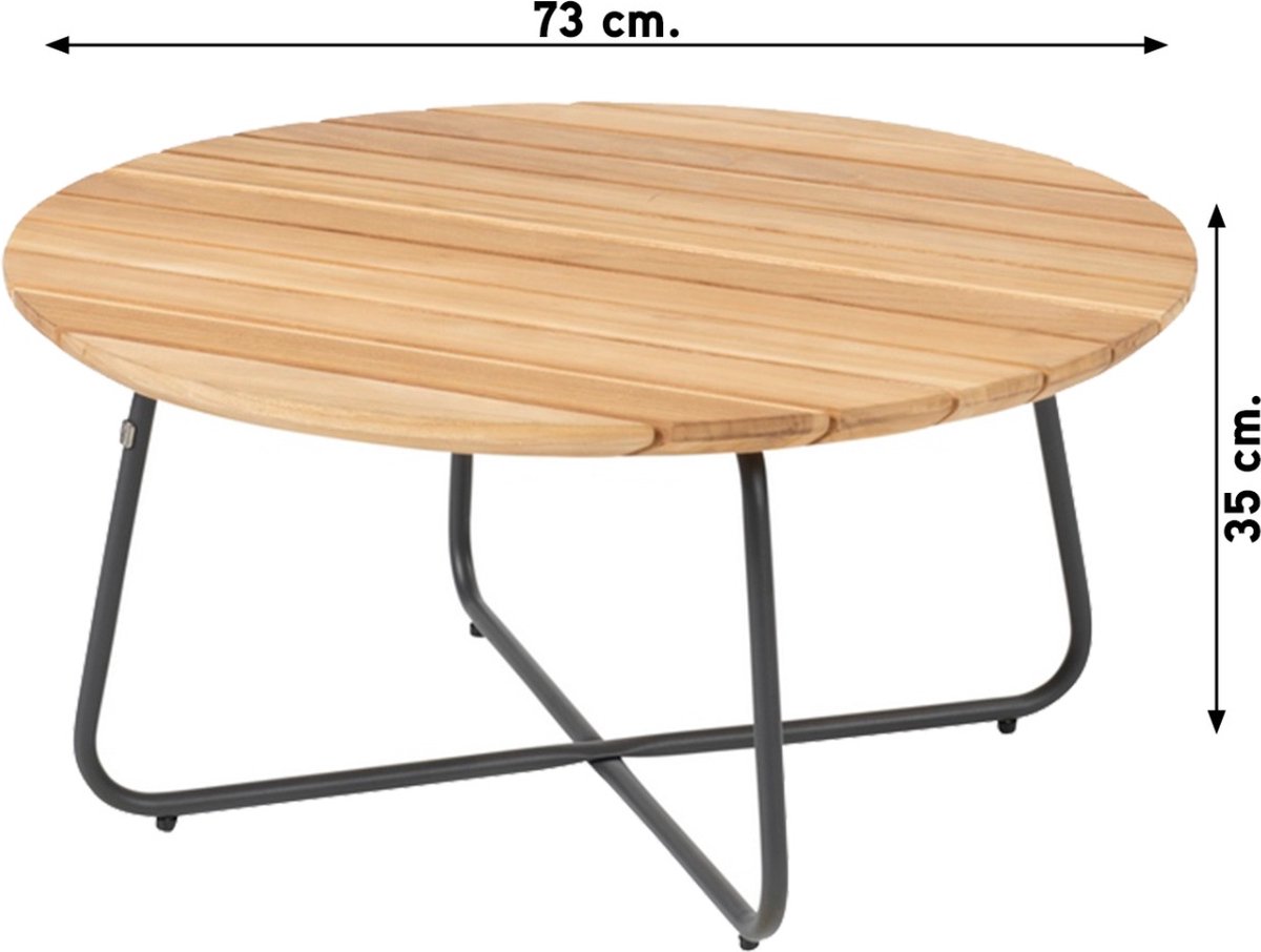 4 Seasons Outdoor Verdi table basse ronde teck 73 cm - anthracite