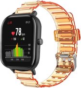 Strap-it Smartwatch bandje 20mm - doorzichtige horlogeband geschikt voor Polar Ignite / Ignite 2 / Unite / Pacer - Amazfit GTS / Bip / GTR 42mm - Huawei Watch GT 2 42mm / GT 3 42mm / GT 3 Pro 43mm - transparant-oranje