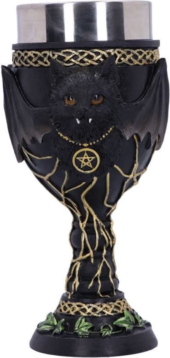 Nemesis Now - Kelk Feline Fang - Zwarte Kat - Vampir - Kelk 17.3cm - Multicolours