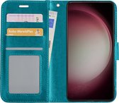 Hoes Geschikt voor Samsung S23 Hoesje Book Case Hoes Flip Cover Wallet Bookcase - Turquoise