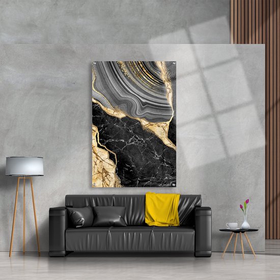 Luxe Plexiglas Schilderij Blown with Gold |60x40 | Woonkamer | Slaapkamer | Kantoor | Muziek | Design | Art | Modern | ** 5MM DIK**