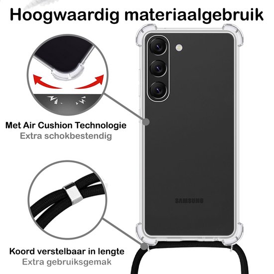 Coque Samsung S23 Siliconen Antichoc avec Cordon Transparente avec Cordon Téléphone - Coque Samsung Galaxy S23 Antichoc avec Cordon