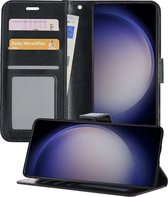 Hoesje Geschikt voor Samsung S23 Ultra Hoesje Book Case Hoes Portemonnee Cover Walletcase - Hoes Geschikt voor Samsung Galaxy S23 Ultra Hoes Bookcase Hoesje - Zwart.