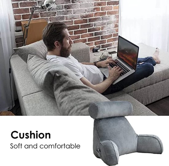 Leeskussen met armleuning, afneembare rugsteun en comfortabel kussen met armleuning, draagbare leeskussens hoofdsteunkussen voor bed/bank/bank/tv, 75x40x40cm,Linen Leeskussen met armleuning, afneembare rugsteun en comfortabel kussen met armleuning, draagbare leeskussens hoofdsteunkussen voor bed/bank/bank/tv, 75x40x40cm,Linen