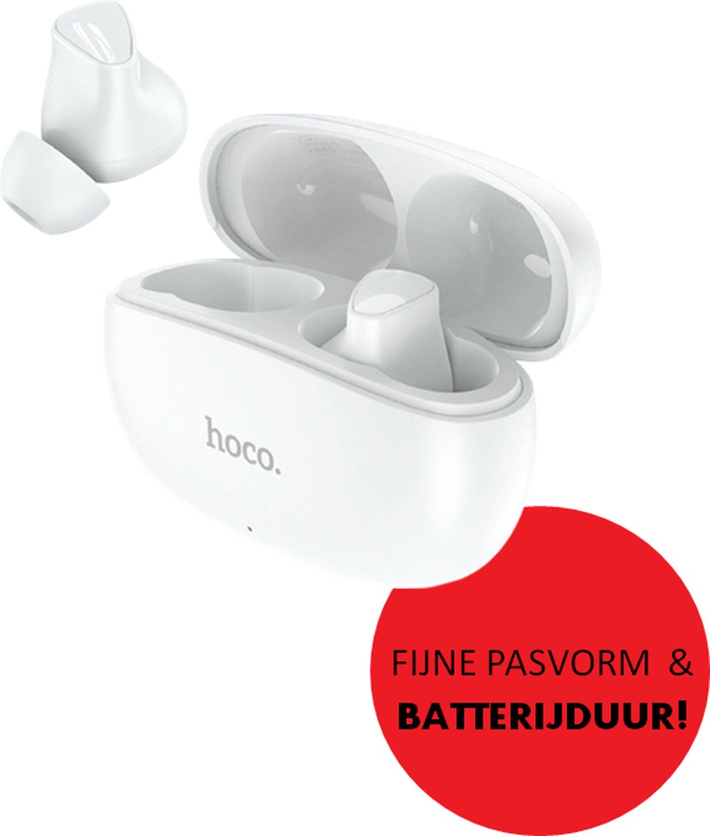 Hoco EW17 Draadloze Oordopjes - met 3 maten oortips - Bluetooth 5.3 - Noise Reduction - Dual Mic - Stijlvolle Oplaadcase - Geschikt Voor Apple & Android - Wit