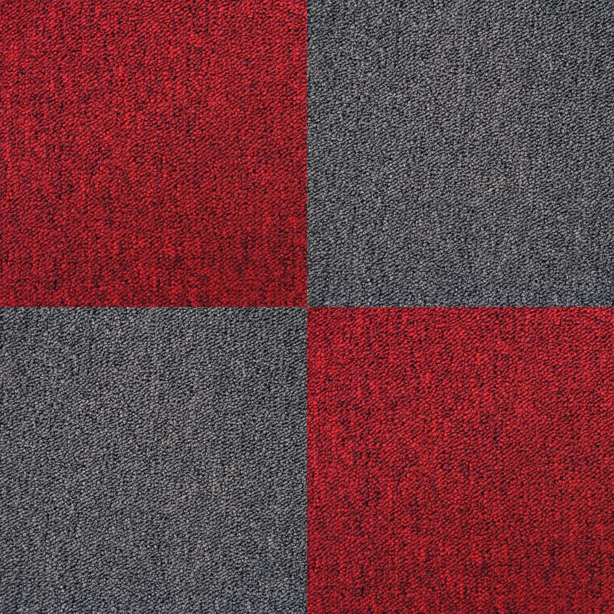 40 x Tapijttegels - Kleur: Zwart en Rood - 50x50cm 10m2 - Vloerbedekking - Tapijt tegels tegel - Makkelijk te leggen - Ideaal voor kantoren woningen werkplaatsen