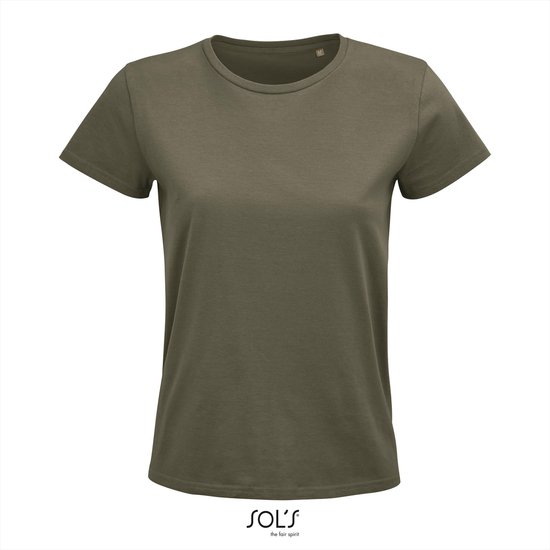 SOL'S - Pioneer T-Shirt dames - Khaki - 100% Biologisch Katoen - S