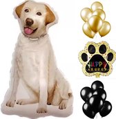 Honden ballonnen set labrador 14-delig goud zwart - hond - ballon - labrador - decoratie - honden verjaardag
