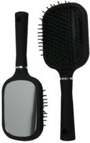 EM Milano Haarborstel met Spiegel - Vierkante Borstel - Zwart