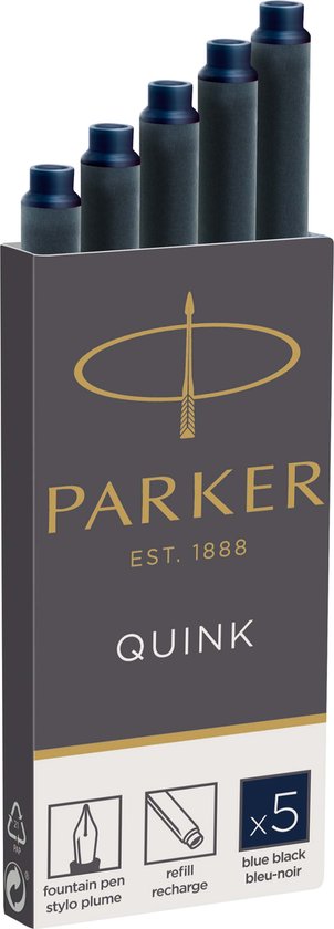 Cartouche d'encre pour stylo plume Parker Quink, lavable, Zwart