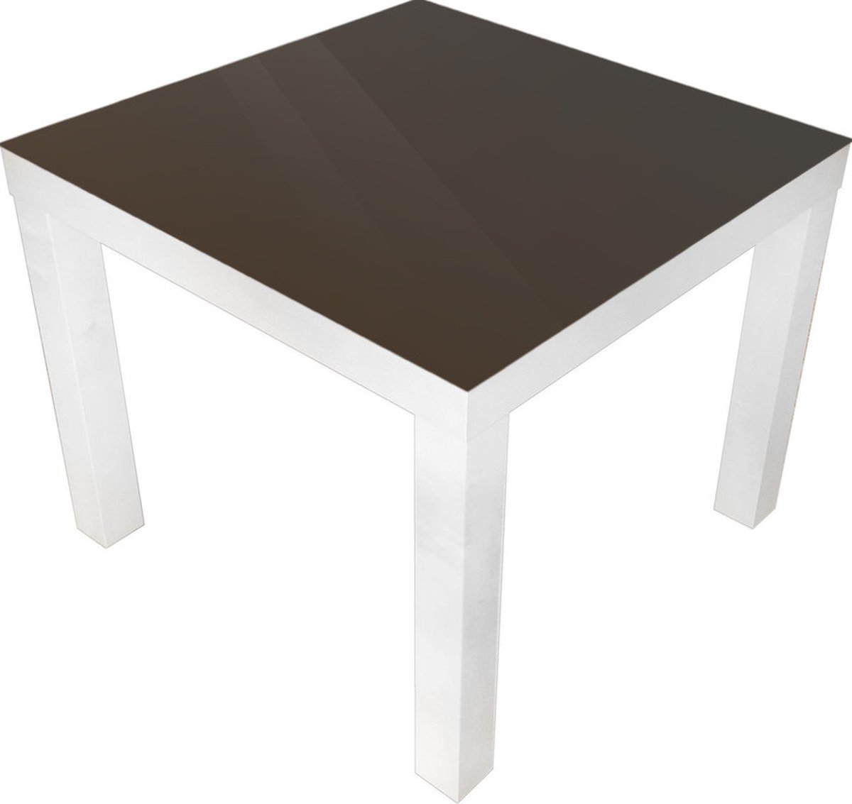 Designglas Salontafel - Glas - Bijzettafel Woonkamer - Koffietafel - Ikea Lack Onderstel - Bruin - 55x55cm