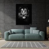Luxe Canvas Schilderij Painted Lion | 60x40 | Woonkamer | Slaapkamer | Kantoor | Muziek | Design | Art | Modern | ** 4CM DIK! 3D EFFECT**