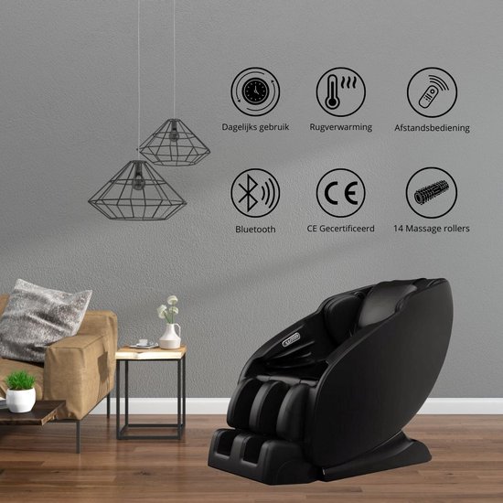 NRG Wellness Massagestoel Deluxe - Shiatsu - 14 rollers - 5 massagetechnieken - Zero Gravity - Elektrisch - Zwart