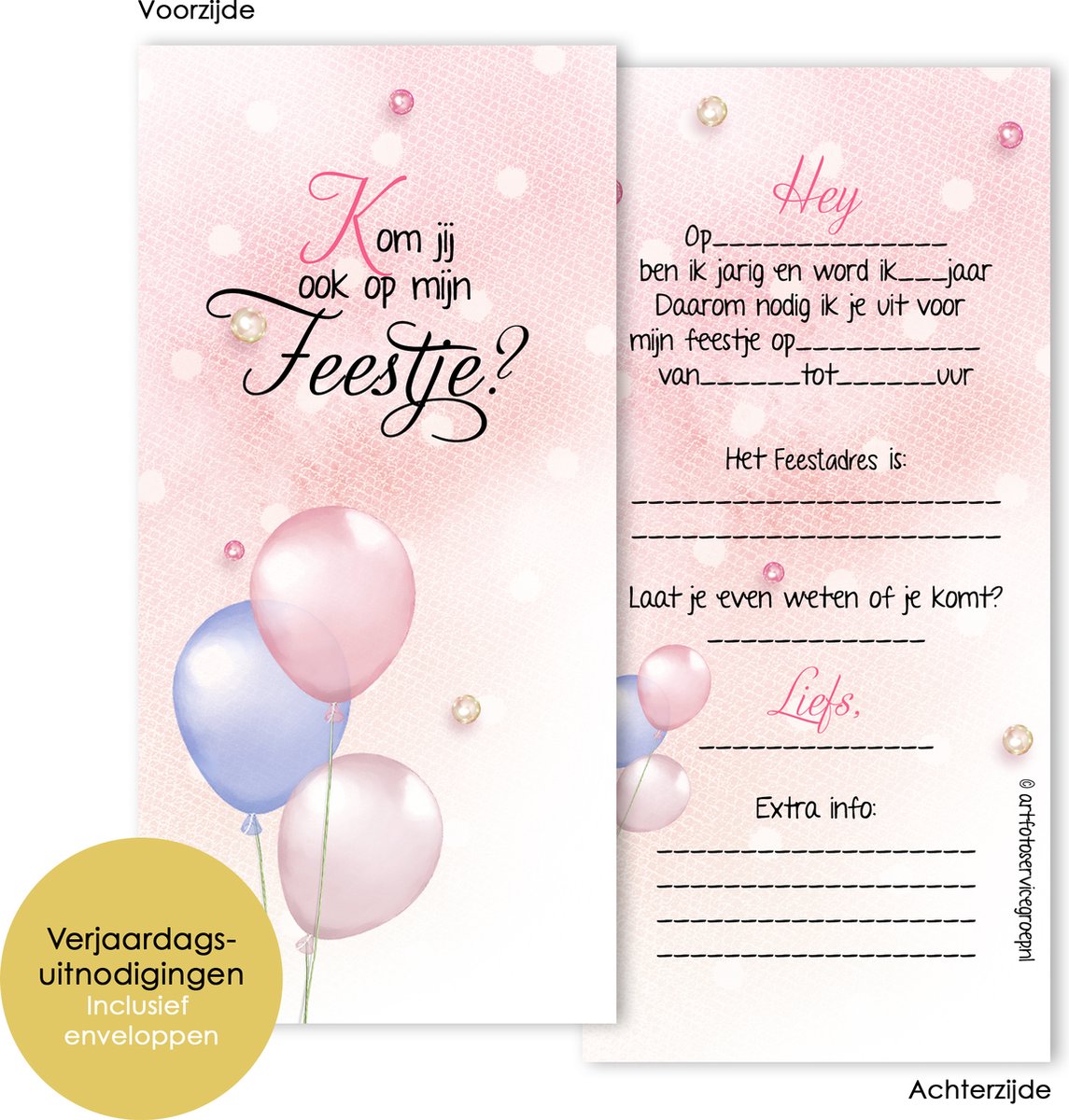 Cartons d'invitation pour anniversaire - Enfant - Ballons - 8