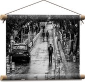 WallClassics - Affiche textile - Village en Zwart et blanc - 40x30 cm Photo sur textile