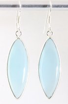 Lange zilveren oorbellen met blauwe chalcedoon