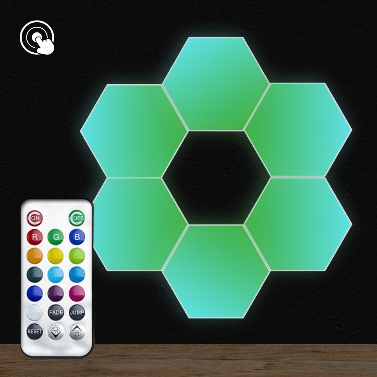 HappyLEDS® Hexagon LED Lights Touch - Wandlamp Binnen – RGB LED Verlichting - Gaming Accesoires – Hexagon LED Panelen - 6 Stuks